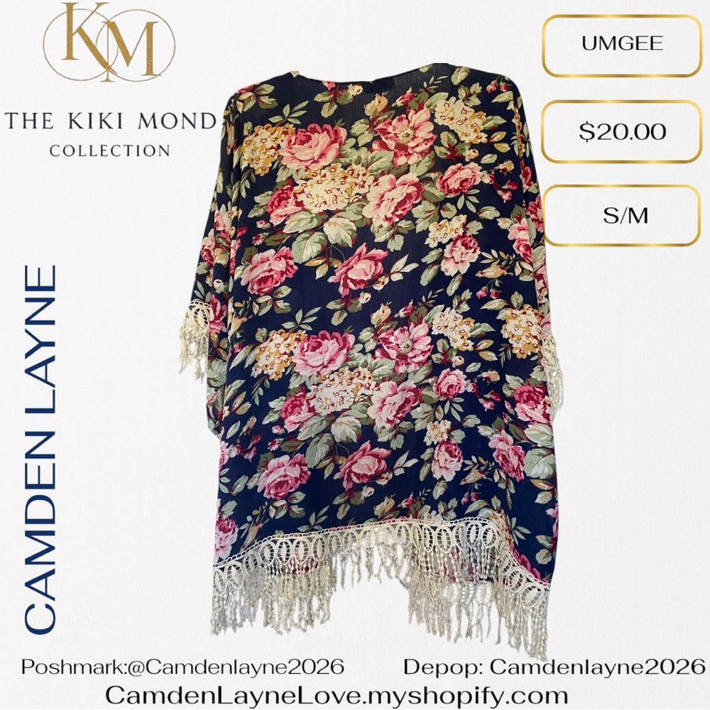 Umgee Multicolor Floral Fringe Kimono - Picture 7 of 9